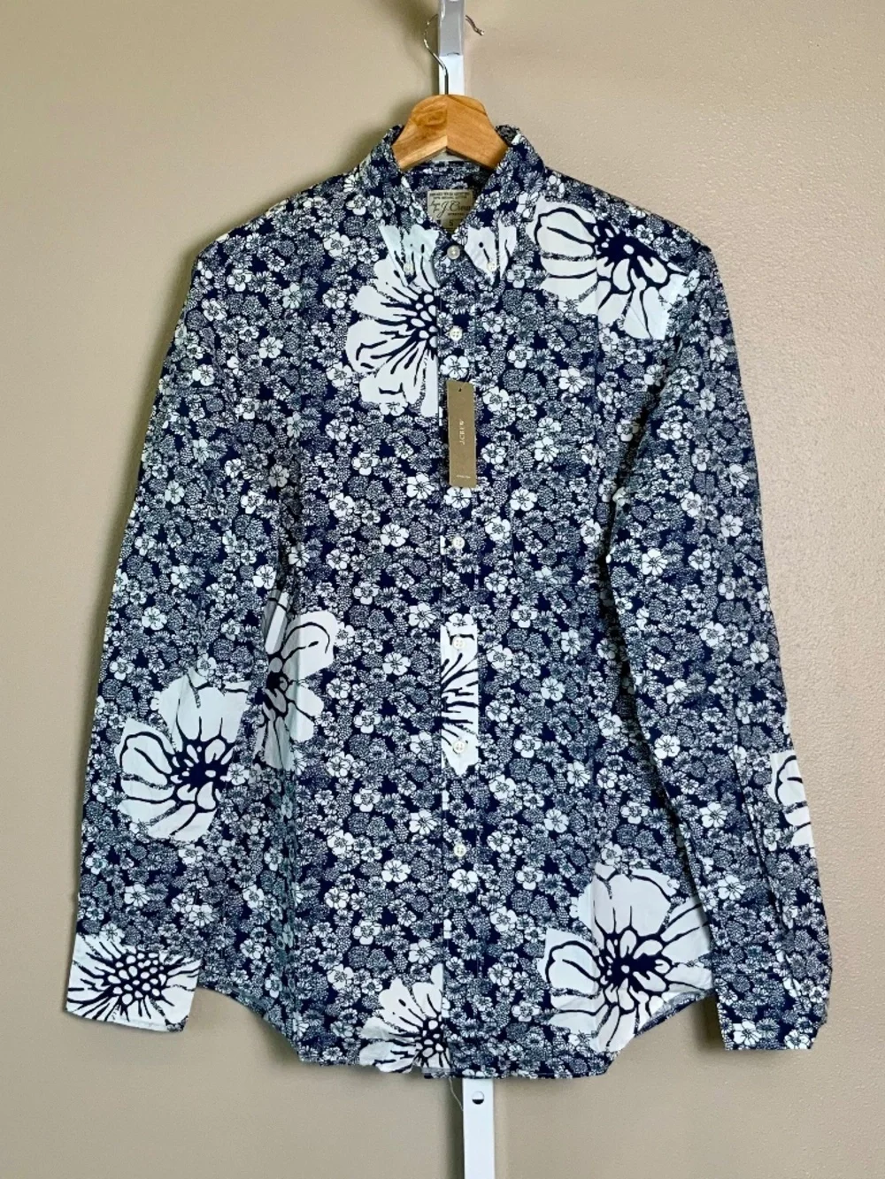 J. Crew Slim Stretch Secret Wash Cotton Poplin Button Down Shirt Hydrangea Print